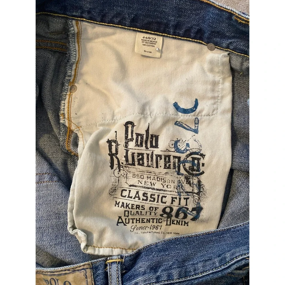 Polo Ralph Lauren Jeans 44x32 Blue Classic Fit 867 Straight Leg Denim Timeless